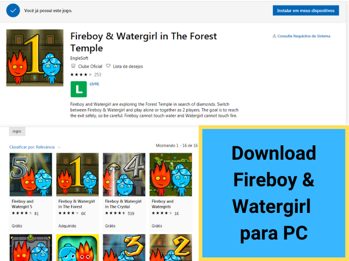 Descubra como fazer download gratis de Fireboy & Watergirl