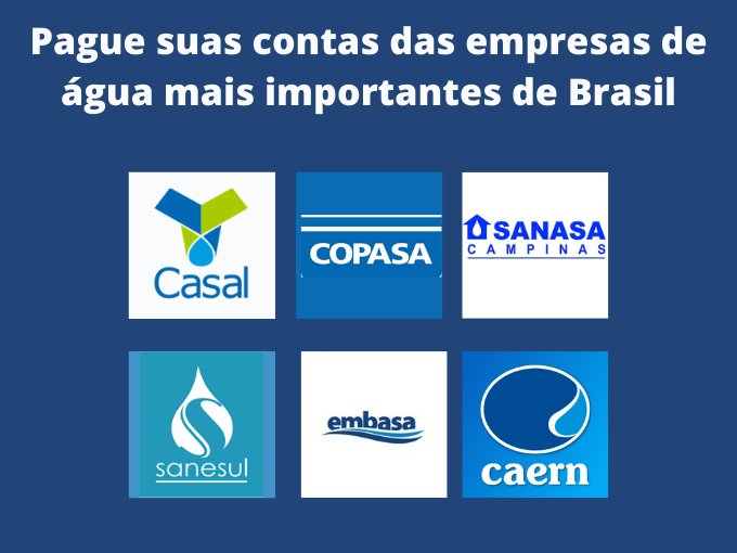 Pague suas contas das empresas de água mais importantes de Brasil
