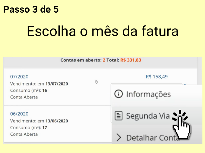 Passo 3 de 5 para emitir 2 via Embasa