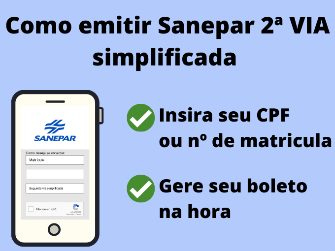 Emita a 2 via sanepar pelo CPF