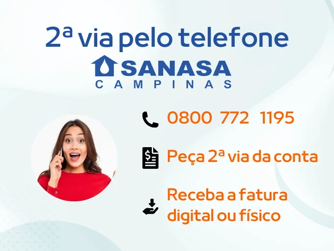 Segunda via Sanasa solicitando a conta pelo telefone